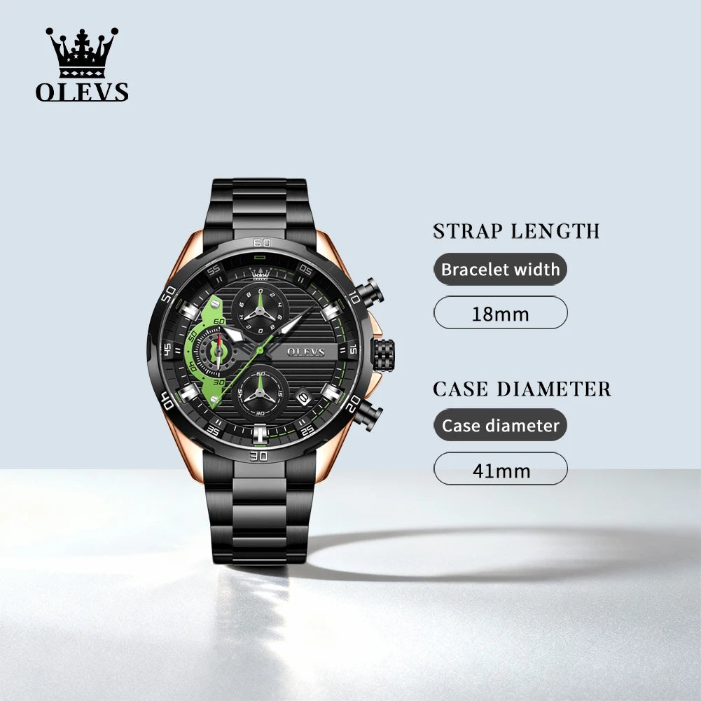 OLEVS 2993 Brand original authentic watches for man luxury Sports chronograph calendar steel band quartz men's watch