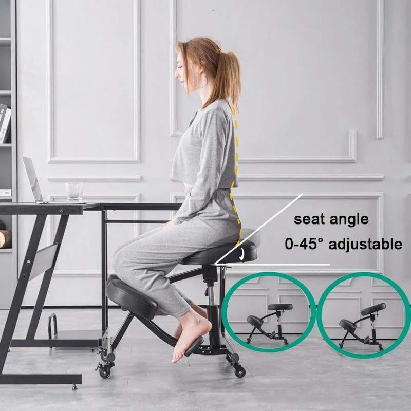 Sitting Posture Correction Chair Ergonomic Knee Chair Lifting Work Computer Bench with Wheels To Avoid Hunchback