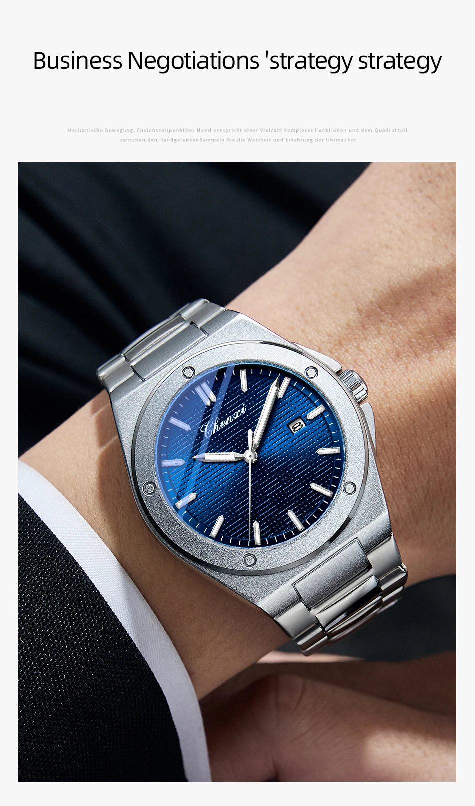 CHENXI New in Men's Watches Classic Fashion Quartz Wristwatches Simple Luminous Date Calendar Display Water-Resistant Man Watch