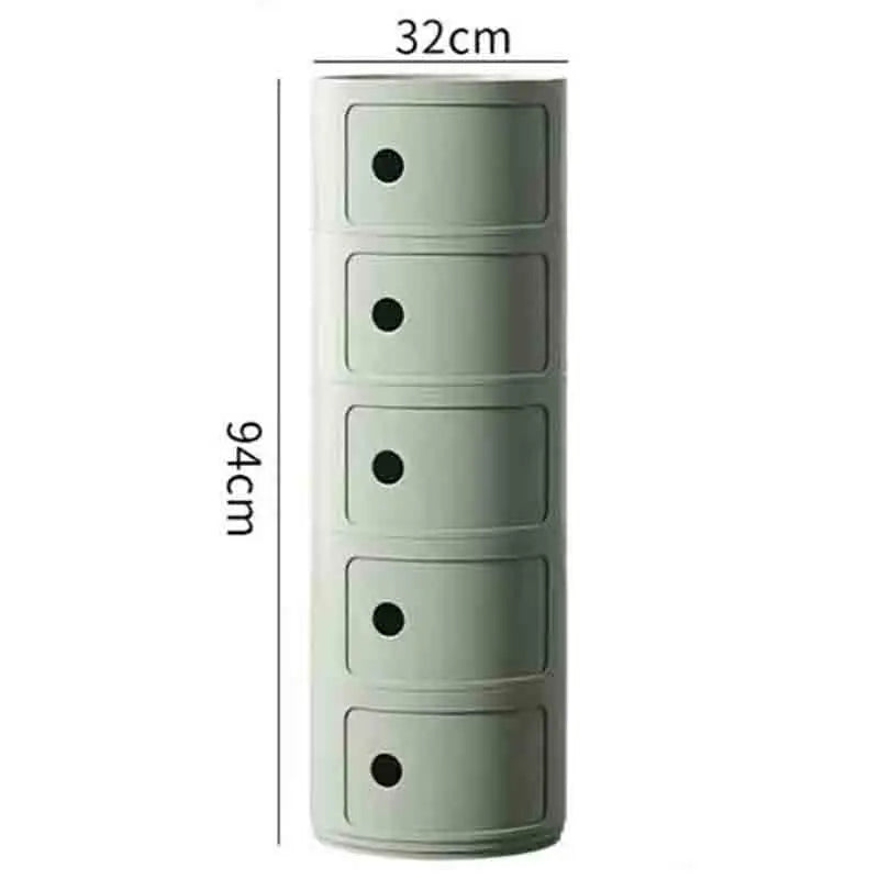 Plastic Round Bedside Nightstand with Drawers Practical Storage Box Cabinet Nightstand Chic Decor for Bedroom Living Room
