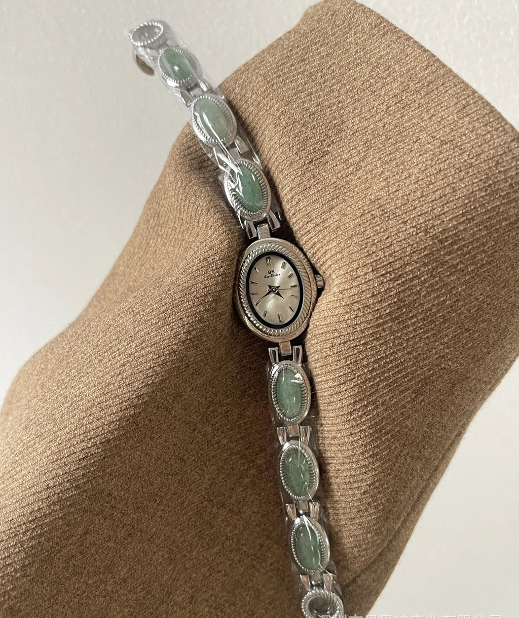 High-end Luxury Watches for Woman Elegant Green Jewelry Jade Quartz Bracelet Wristwatch Gift for Women Lady Fashion Dress Watch