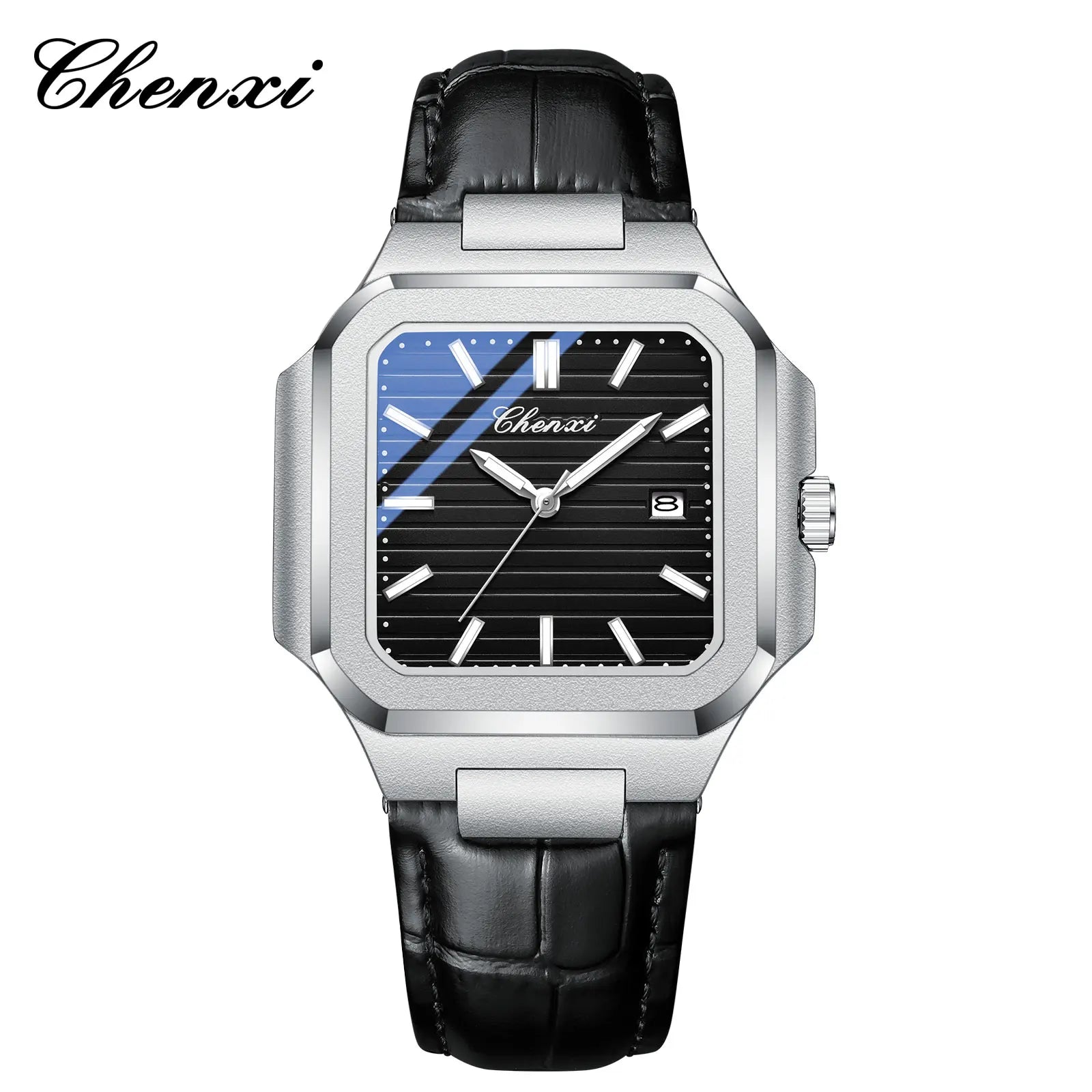 New High Quality Leather Man Watches Business Fashion Date Quartz Luxury Square Watch Men's Waterproof Luminous Clock