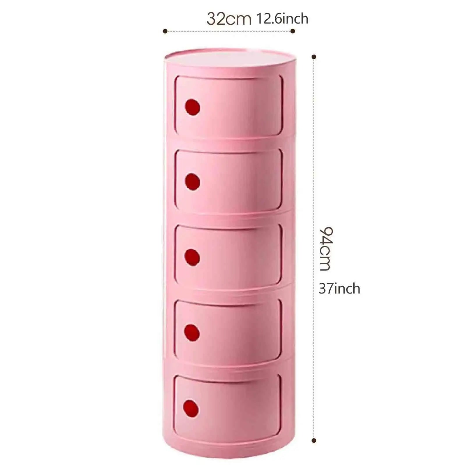 Plastic Round Bedside Nightstand with Drawers Practical Storage Box Cabinet Nightstand Chic Decor for Bedroom Living Room