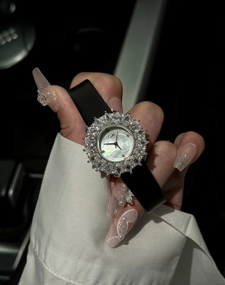 Women Watches for Girls Wrist Quartz Watch Sliver Gold Flower Diamond Orologio Ladies Vintage Wristwatch Stainless Steel Clock