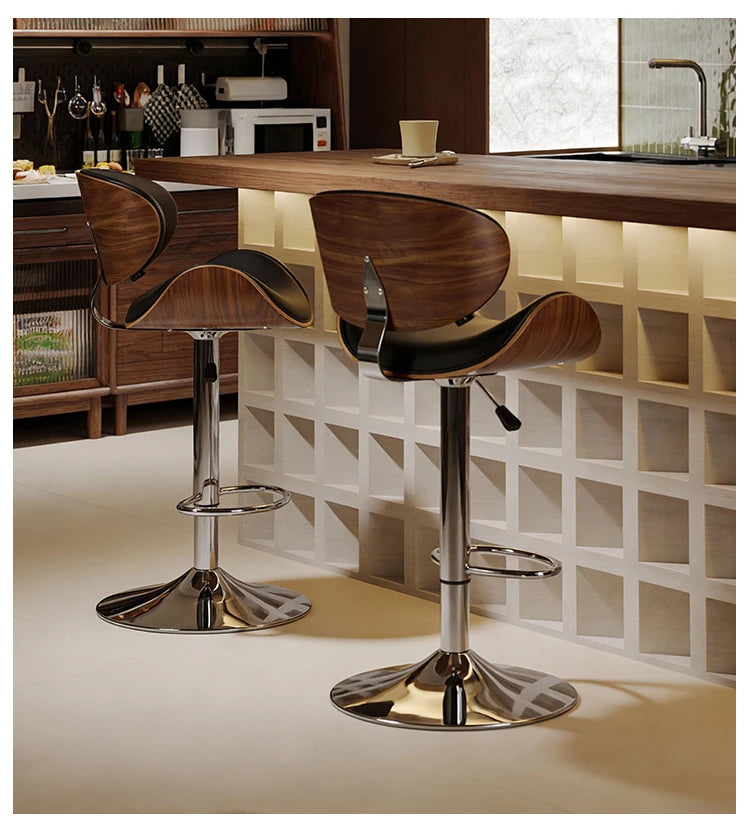 Italian Minimalist Designer-Style Restaurant Bar Chair, Leisure Front Desk Bar Island Chair, Adjustable Height High Stool