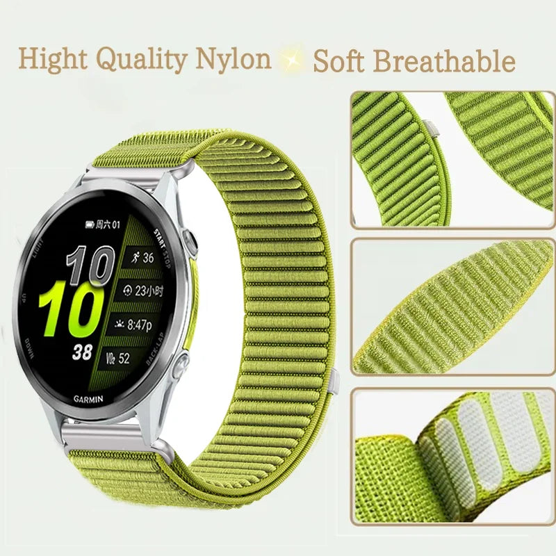 18mm 20mm 22mm Nylon Loop Strap For Garmin Forerunner 970 570 Venu 4 45mm 41mm Venu 3 Wave Wristband Garmin Active 6 Accessories