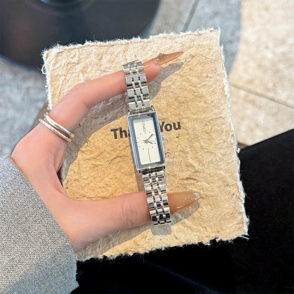 GEDI Watches for Woman Rectangular Steel Bracelet Women's Silver Watches Quartz Vintage Watch Waterproof Fashionable Wristwatch