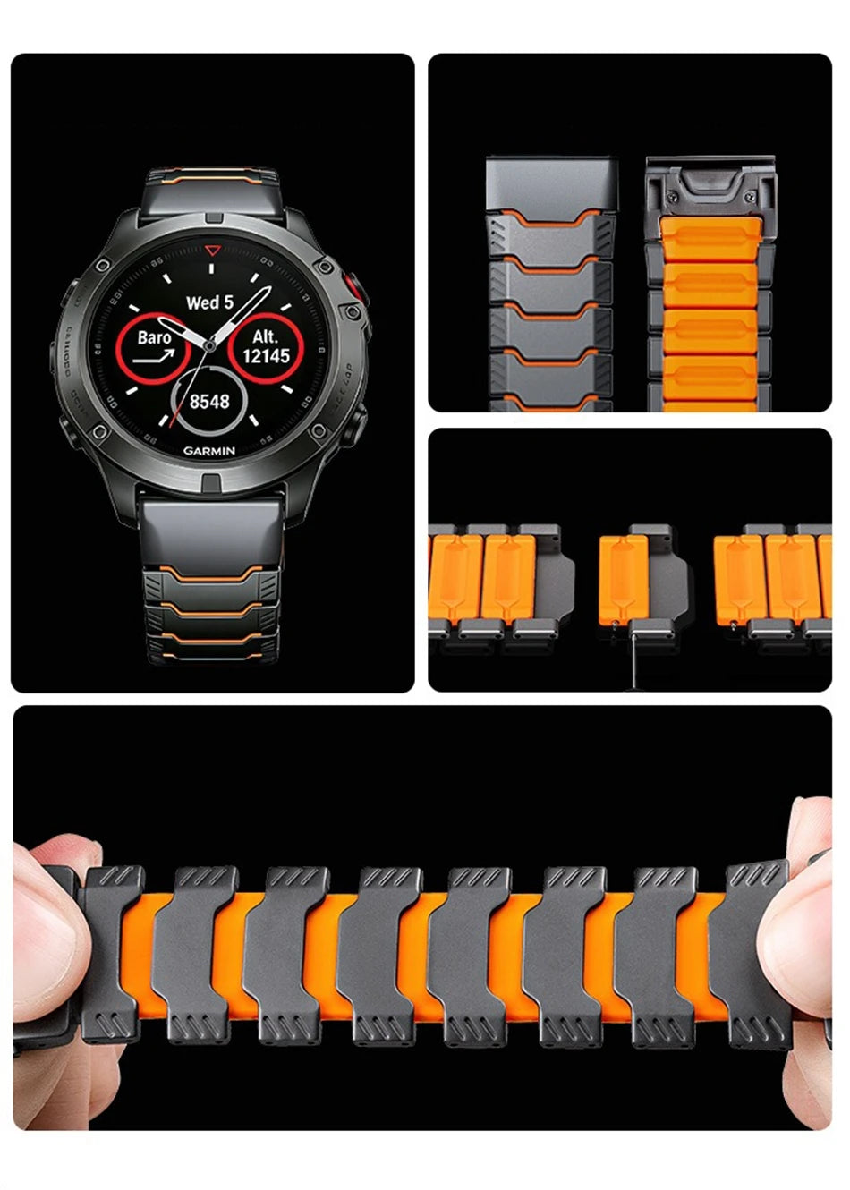 Titanium Silicone Magnetic Band for Garmin Watch Fenix 8 7X Pro 6X Enduro 3 Strap For Garmin Tactix 7Pro Instinct 2X 26mm Bands