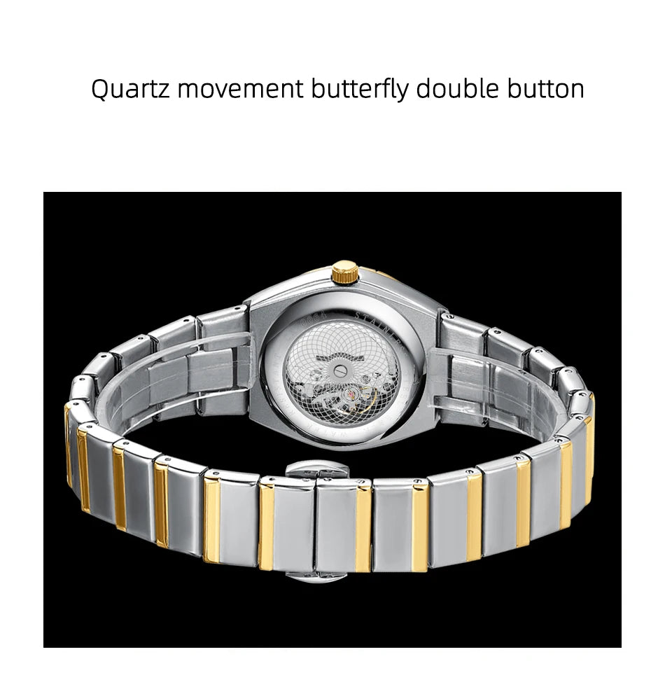 CHENXI Watches For Men Sweep Second Movement See-through Quartz, Waterproof Mens Watch Stainless Steel Golden Wristwatches