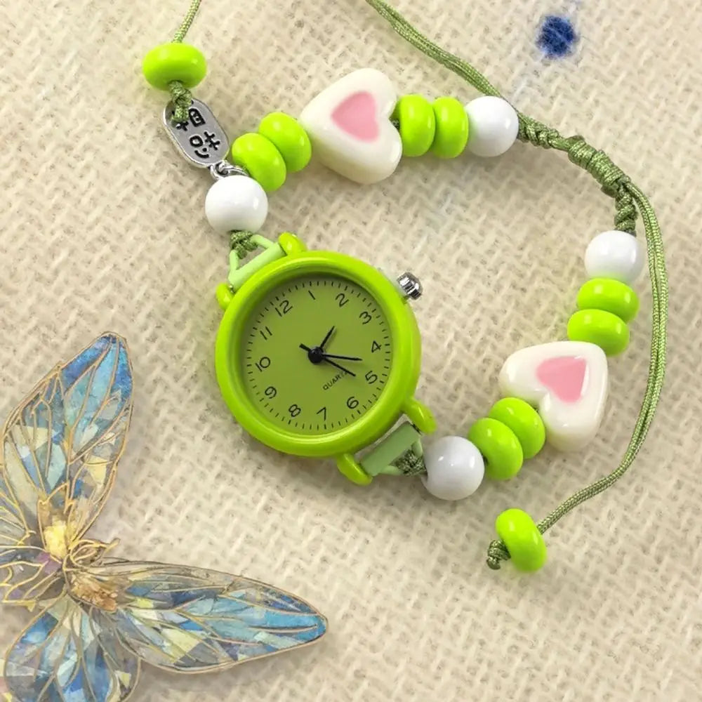 Fashion Dopamine Bracelet Watch Beaded Pendant Star Heart Chain Watch Adjustable Quartz Watch Women Girls