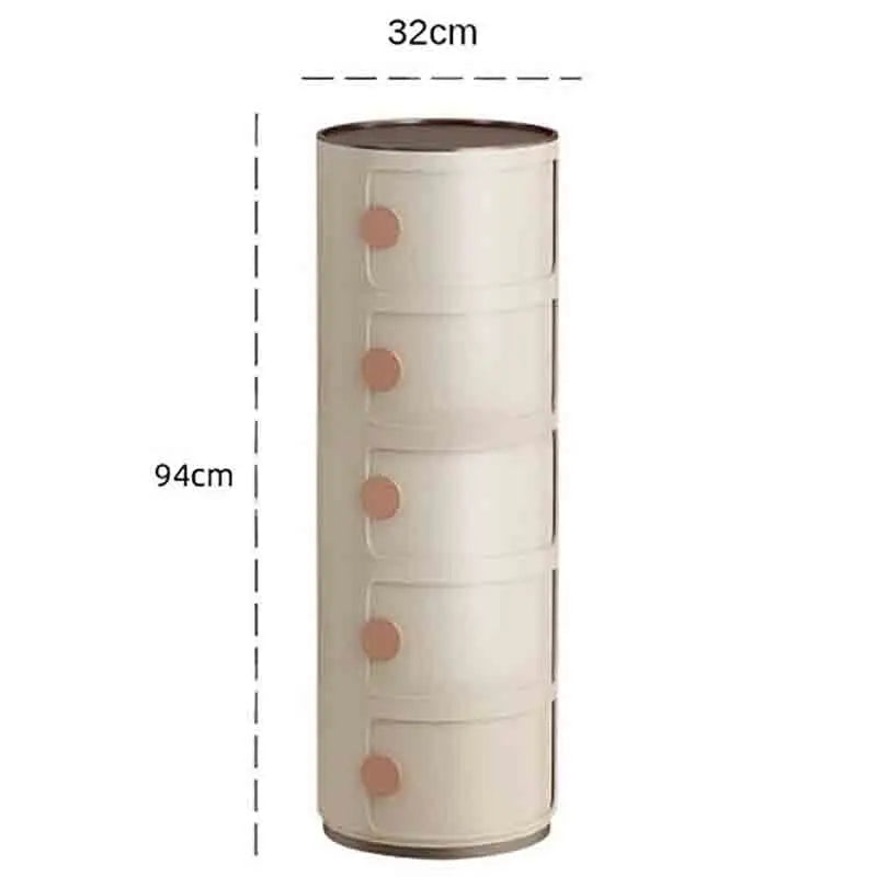 Plastic Round Bedside Nightstand with Drawers Practical Storage Box Cabinet Nightstand Chic Decor for Bedroom Living Room