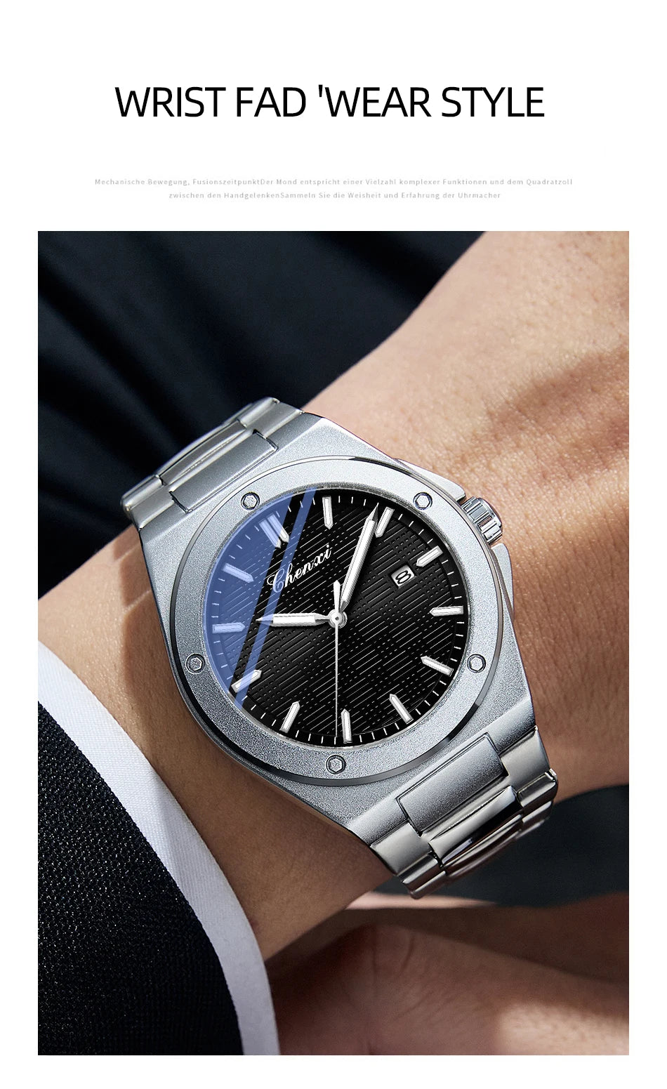 CHENXI New in Men's Watches Classic Fashion Quartz Wristwatches Simple Luminous Date Calendar Display Water-Resistant Man Watch
