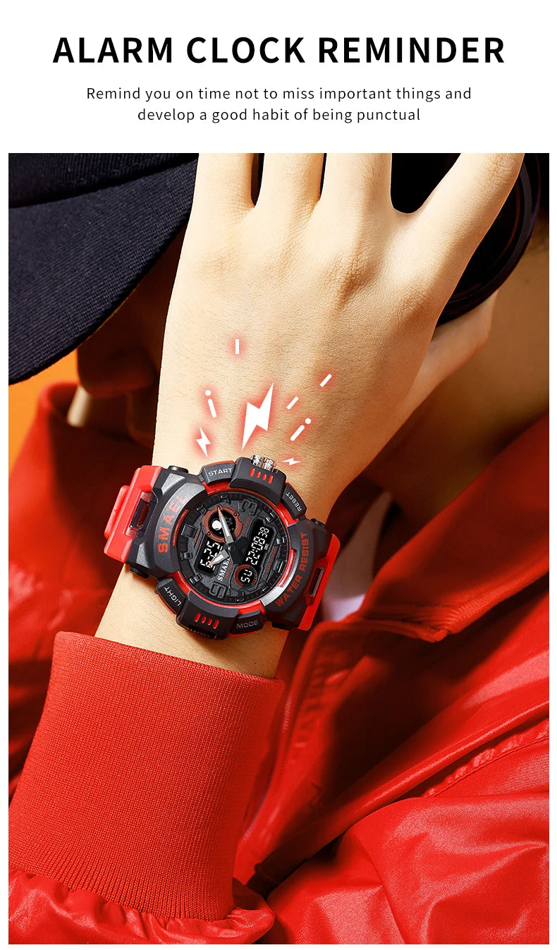 SMAEL Sport Watches Digital Watch LED 50m Waterproof Military Wristwatch Male Clocks 8063 Mens Watches  Stopwatches Alarm Clock