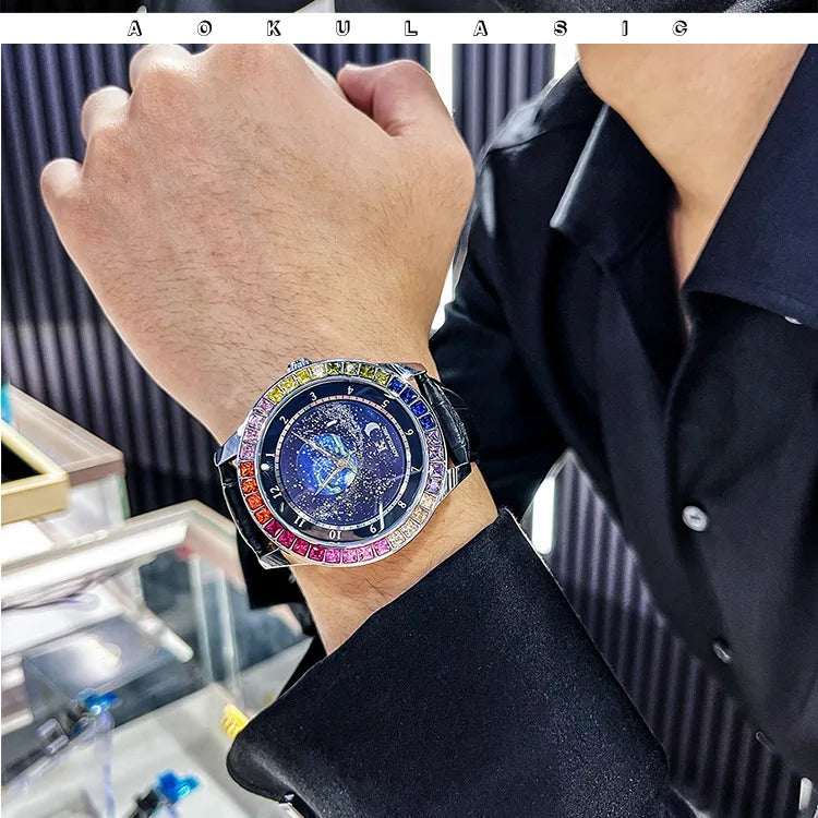 Stainless Steel New Starry Sky Series Luminous Waterproof Self-Wind Automatic Mechanical Watch for Men