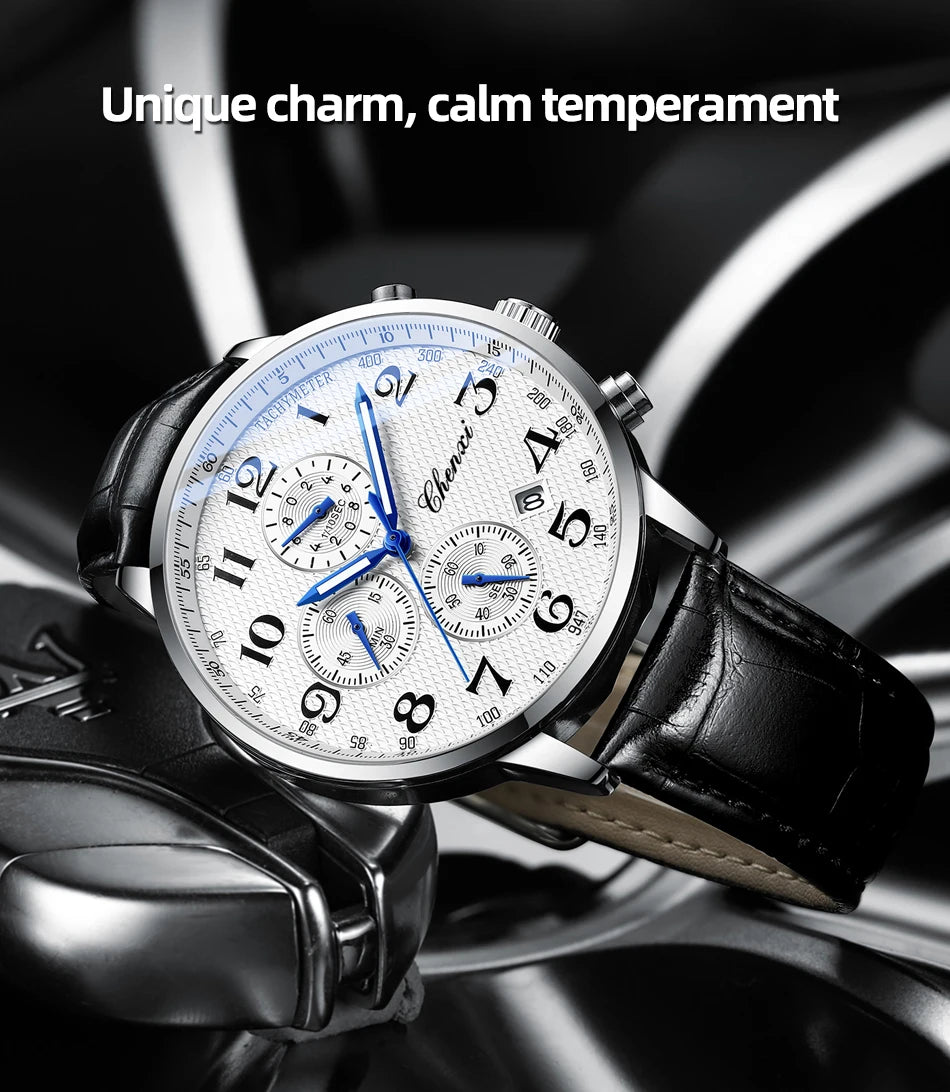 CHENXI Watches For Men Multi-functional Quartz Man Watch Calendar Luminous Chronograph Men's Wristwatches Gifts