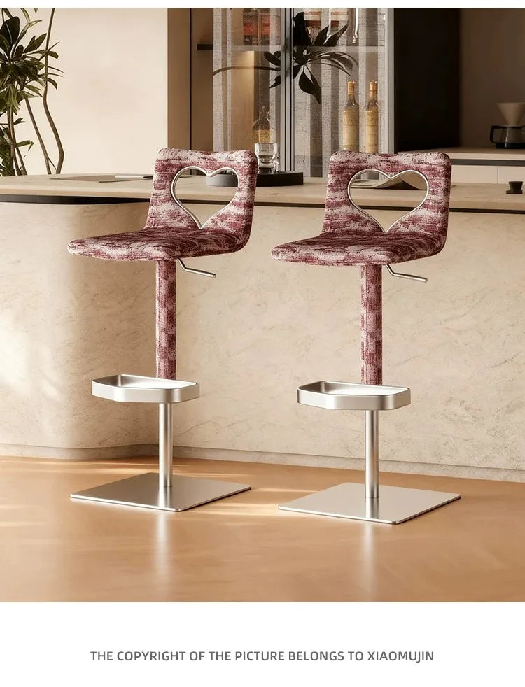 Minimalist Italian-Style Bar Stool by Xiaomujin, Suitable for Designer Villas, Living Rooms, and Dining Rooms, Dopamine Island Chair, Adjustable Height High Stool