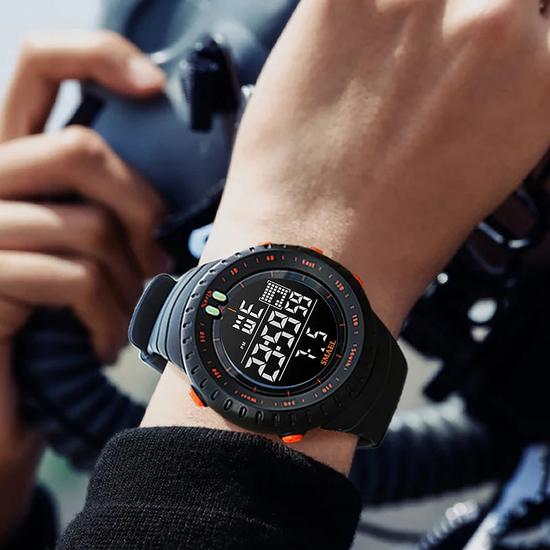 SMAEL 1237 Men's Analog Digital Dual Display Sport Watch - 50M Waterproof LED Alarm Stopwatch Chronograph Shock Resistant