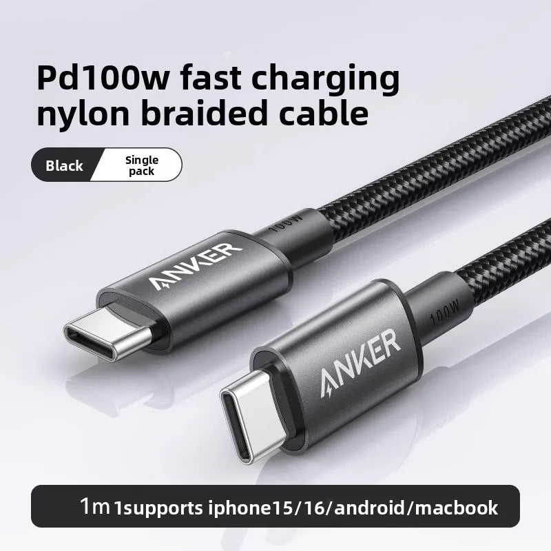 Anker USB-C to USB-C Charging Cable 100W Fast Charge PD Data Cable Type C Charger Cord for Samsung Xiaomi MacBook Tablet