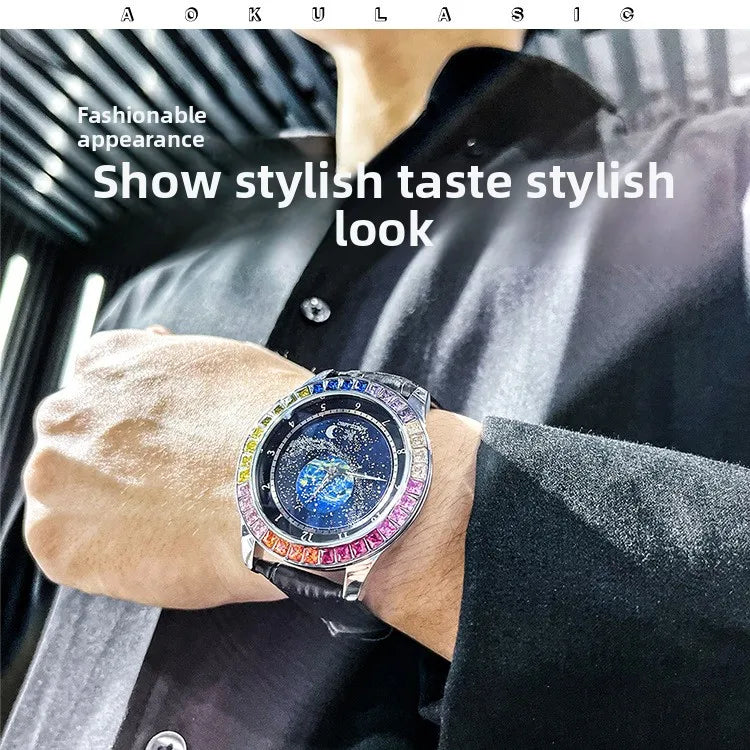 Stainless Steel New Starry Sky Series Luminous Waterproof Self-Wind Automatic Mechanical Watch for Men