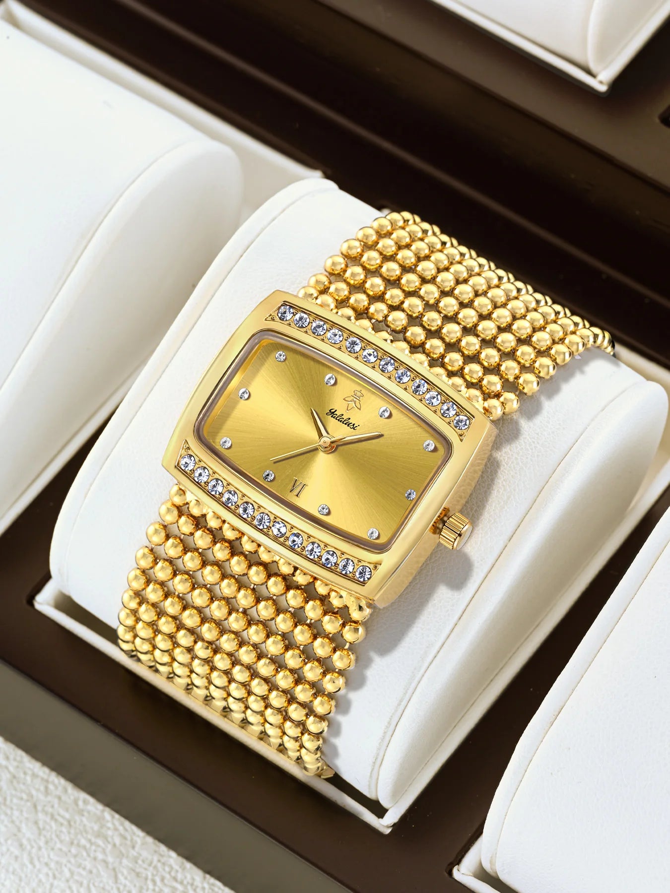 YaLaLuWomen's Watch Brand: Light Luxury Elegant Diamond-Set Square Watch with Water-Resistant Quartz Movement reloj mujer LX1073