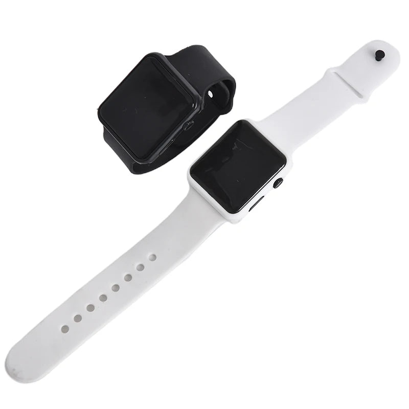 Square Silicone Digital Watch Red LED Watches Metal WristWatch Sport Clock Hours