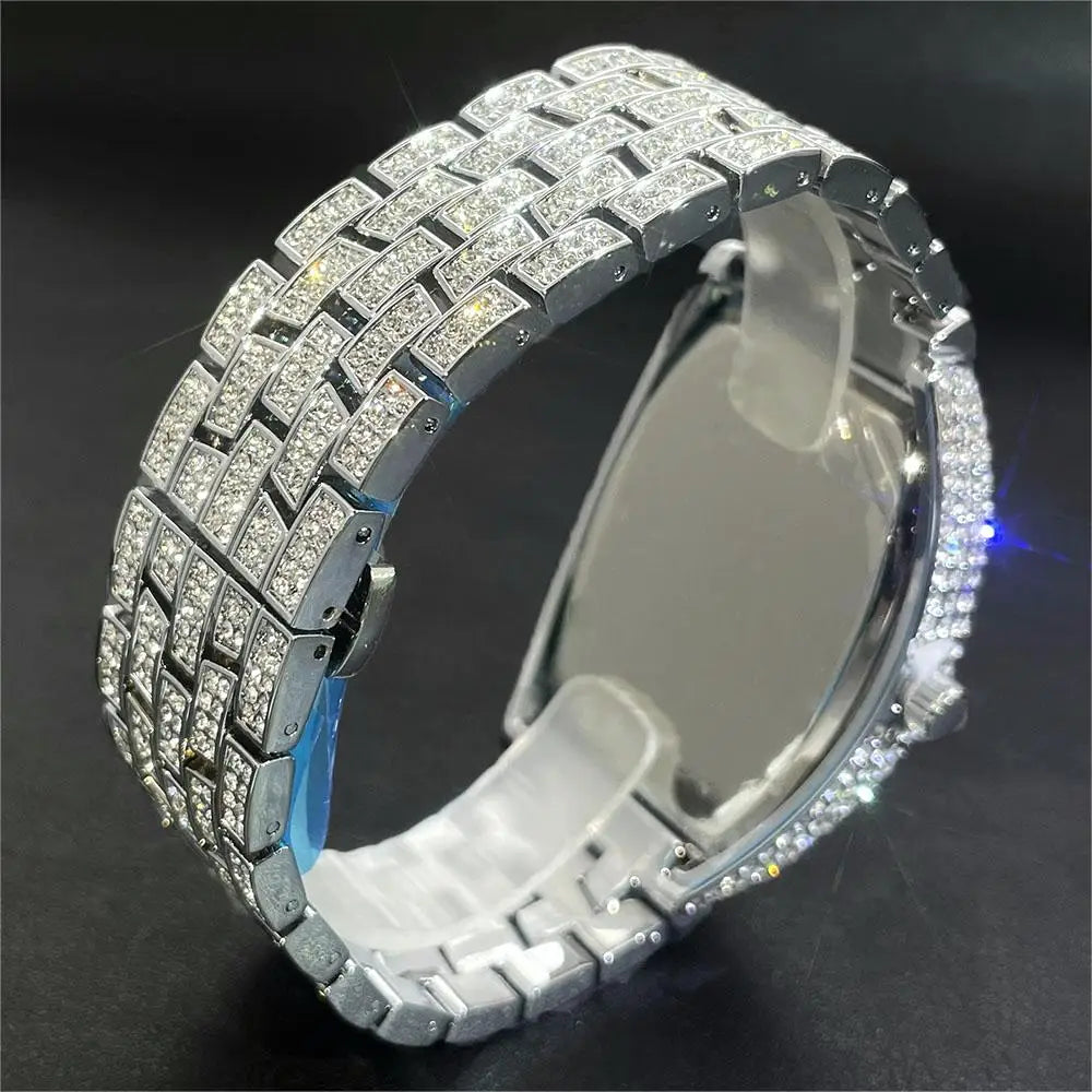 Luxury Gold Watches Men Brand MISSFOX Fashion Hip Hop lce Diamond Sun Pattern Literal Quartz Wristwatch Male Dropshipping Hot