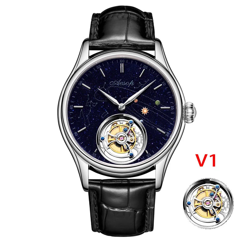 AESOP Original Flying Tourbillon Watches for Men Mechanical Skeleton Tourbillon Movement Fashion Wrist Watch Mens Sapphire 2025