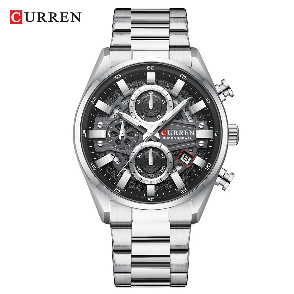 CURREN Top Luxury Business Calendar Multi functional Waterproof Sports Men's Quartz Men Watch Construction Wristwatch for Men