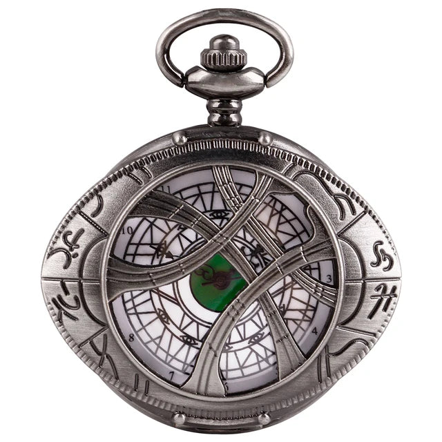Vintage Bronze Eye Round Case Shape Quartz Pocket Watch Jewelry Pendant Necklace Chain Gifts for Men Women