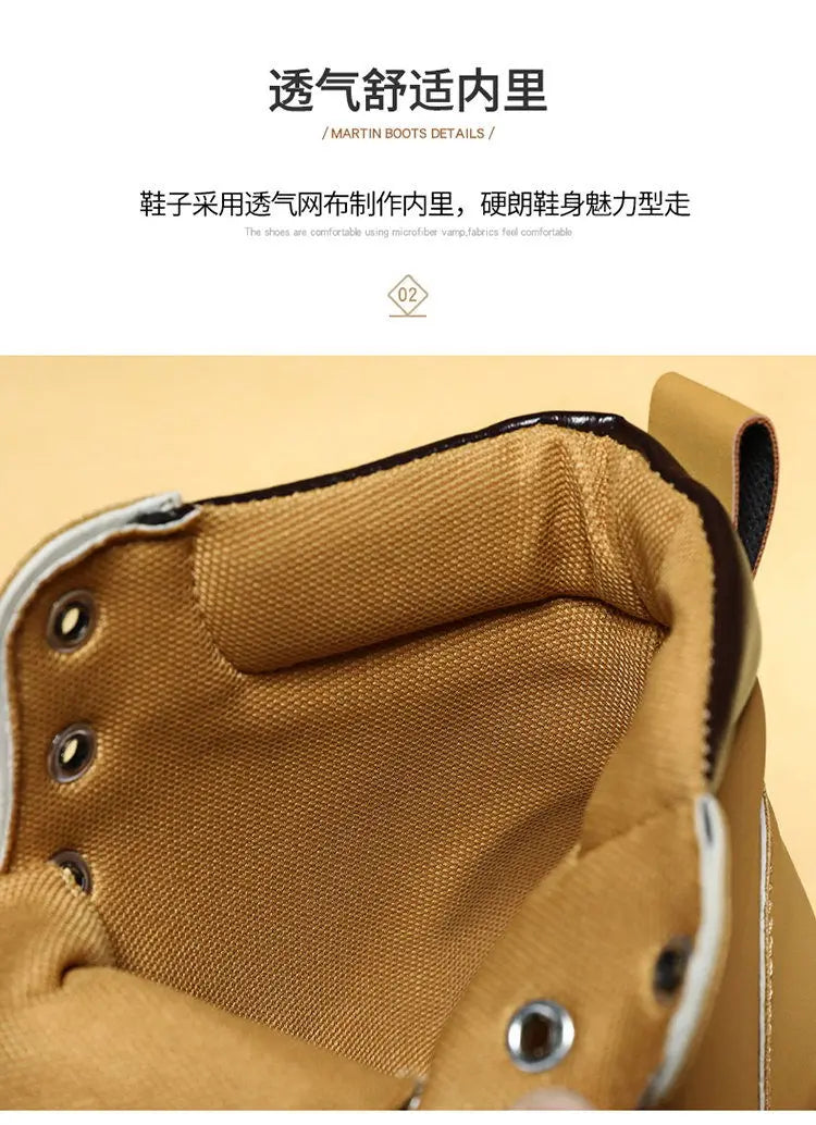 High Top Boots Men's Leather Shoes Fashion Motorcycle Ankle Boots for Men Winter Boots Man Shoes Lace-Up Botas Men Flat Sneakers