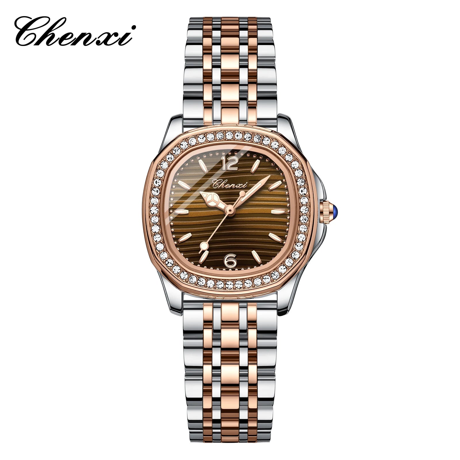CHENXI Luxury Elegant Watches For Woman Fashion Diamond Dial Quartz Watch Ladies Rose Gold Wristwatch Waterproof Luminous