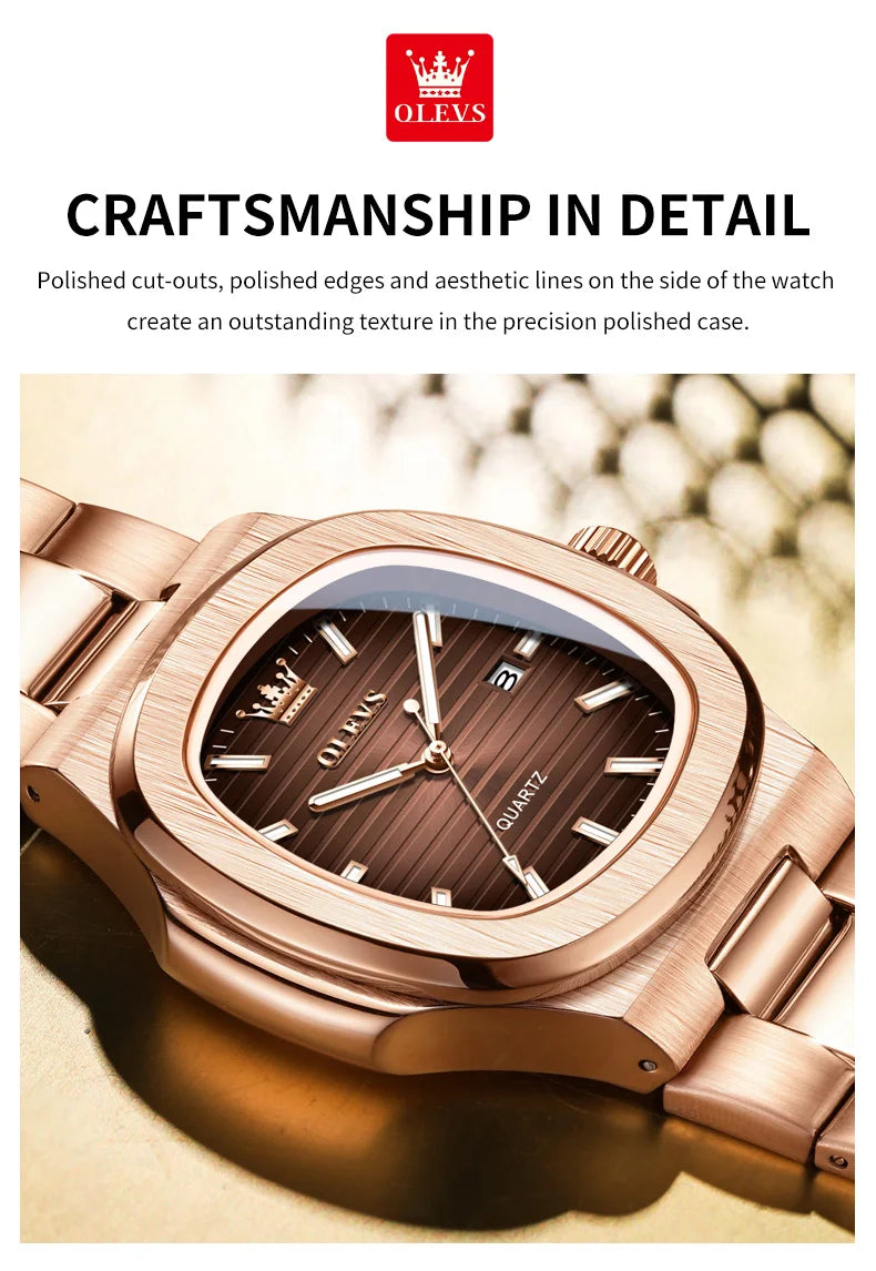 OLEVS 3696 Quartz Watch For Men Luxury Calendar Waterproof Business Men's Wristwatch Luminous Big Dial Fashion Simple Man Watch