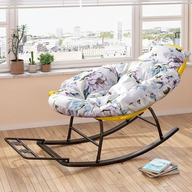 Leisure Lounge Chair, Garden Chair, Widened Rocking Chair, Rattan Rainbow Rocking Chair