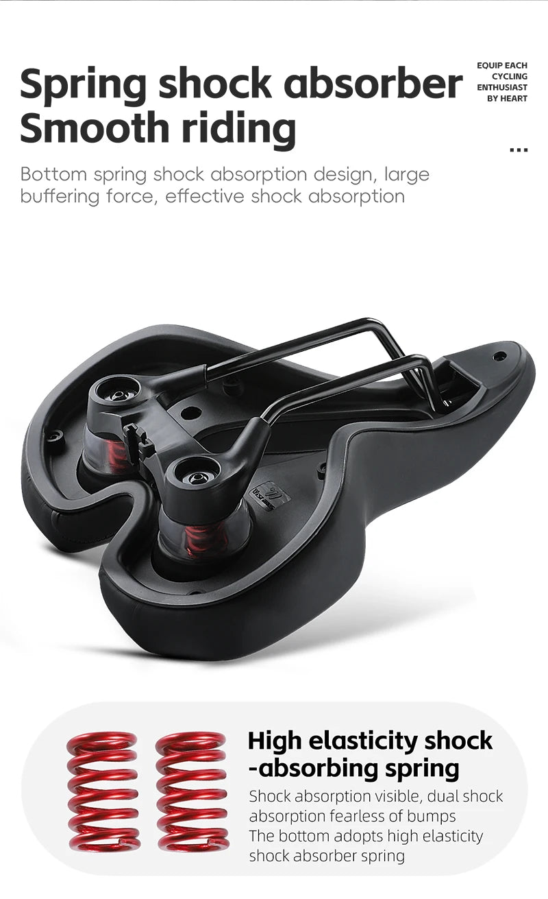 WEST BIKING Bicycle Saddle Comfortable Shockproof Bike Seats with Spring Shock Absorber MTB Road Bike Hollow Breathable Cushion