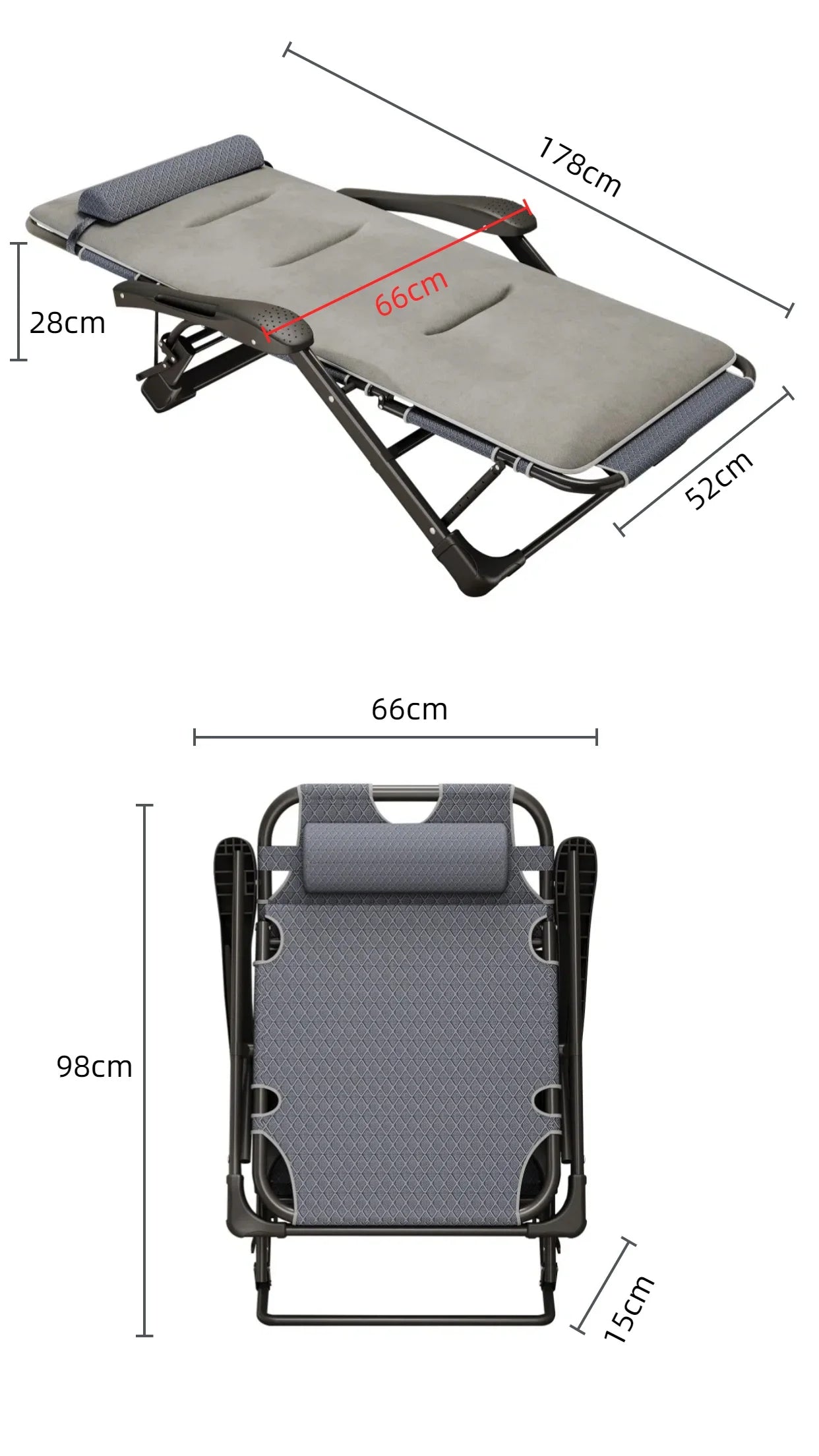 Outdoor Portable Lightweight Adjustable Folding Gravity Lounger For Beach Camping, Poolside, Hotels