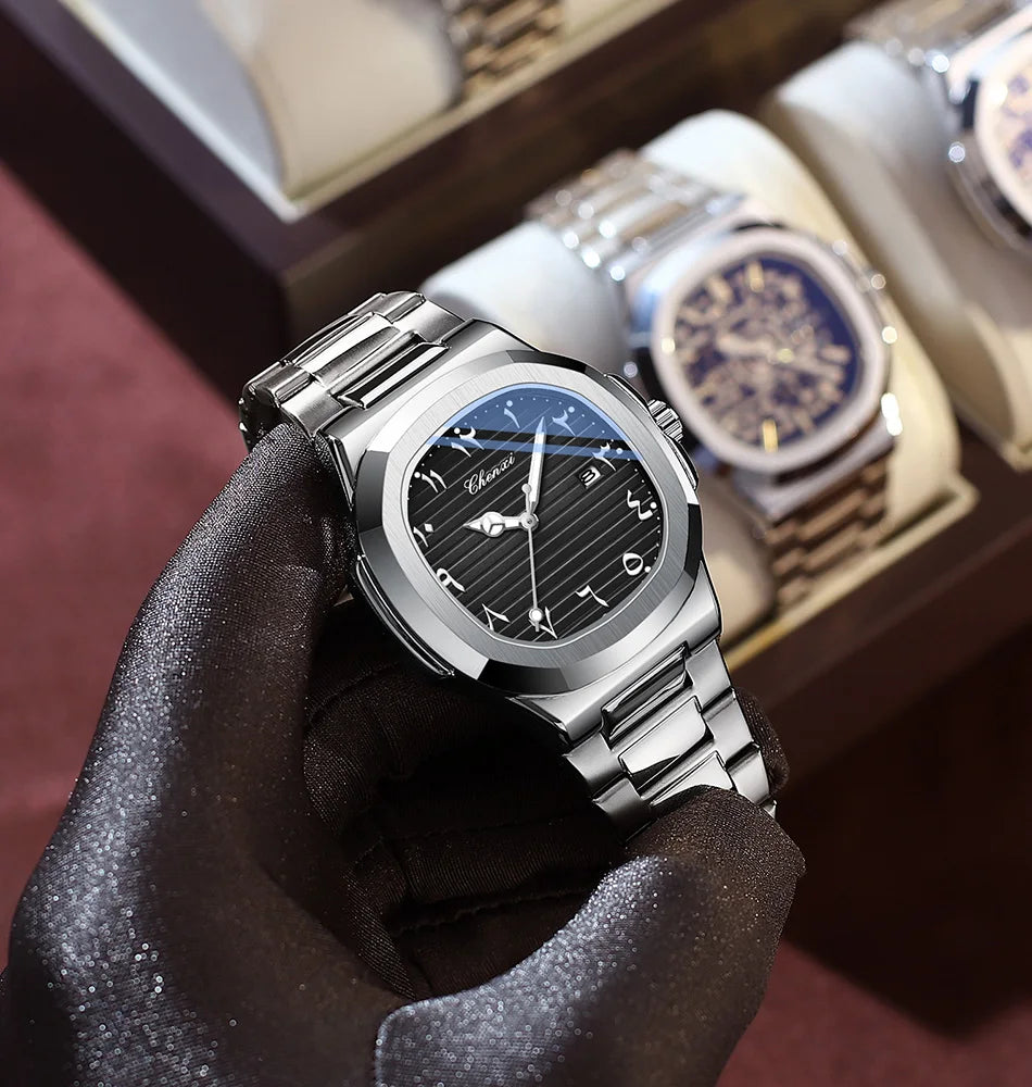 Eastern Arabic Numerals Dial Man Watch Fashion Original Date Quartz Watches For Men Classic Business Waterproof Men's Wristwatch