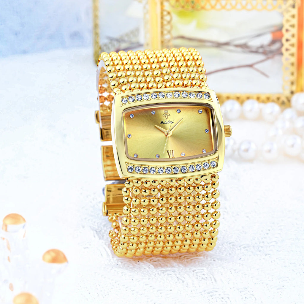 YaLaLuWomen's Watch Brand: Light Luxury Elegant Diamond-Set Square Watch with Water-Resistant Quartz Movement reloj mujer LX1073