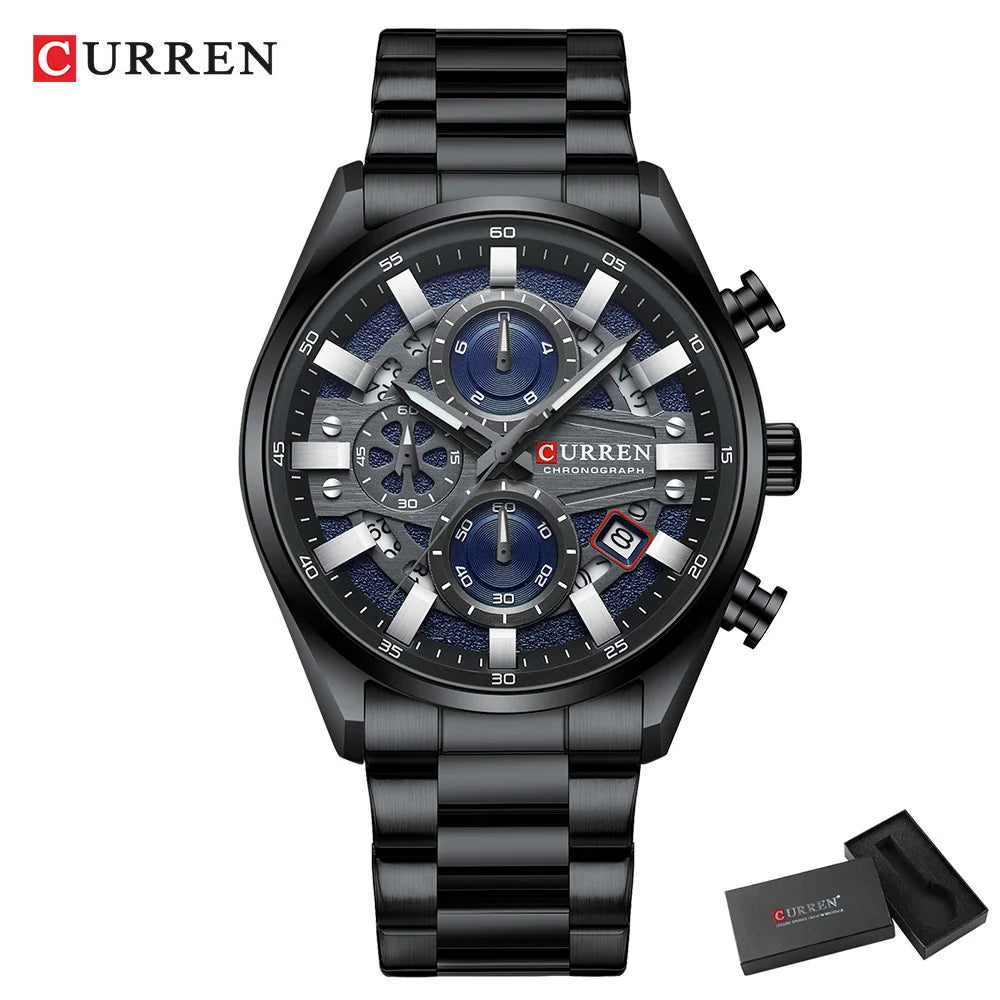 CURREN Top Luxury Business Calendar Multi functional Waterproof Sports Men's Quartz Men Watch Construction Wristwatch for Men