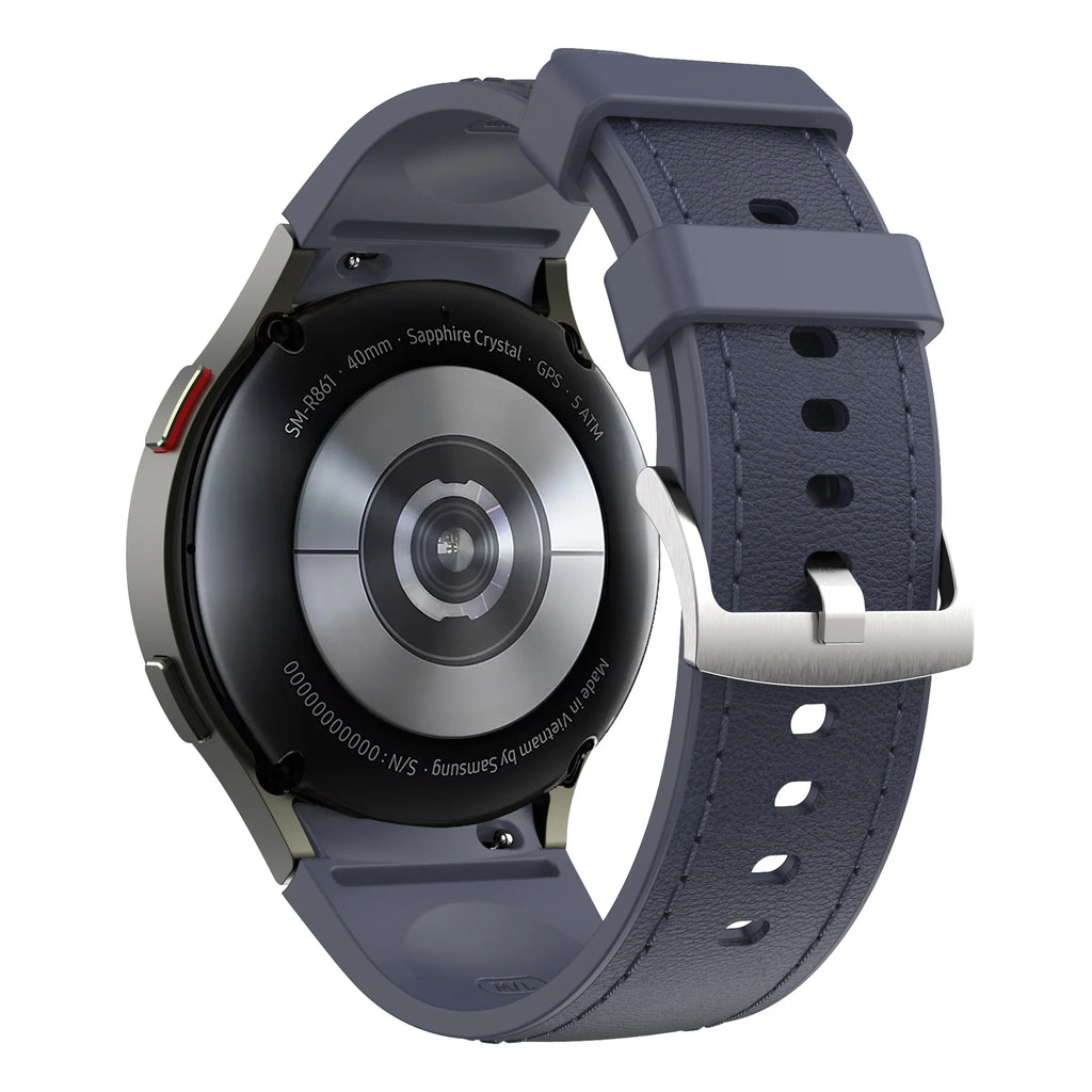 Silicone+Leather Strap for Samsung Galaxy Watch 7 6 5 4 44mm 40mm/5 Pro 45mm Wristband for Galaxy Watch 6 Classic 47mm 43mm Belt