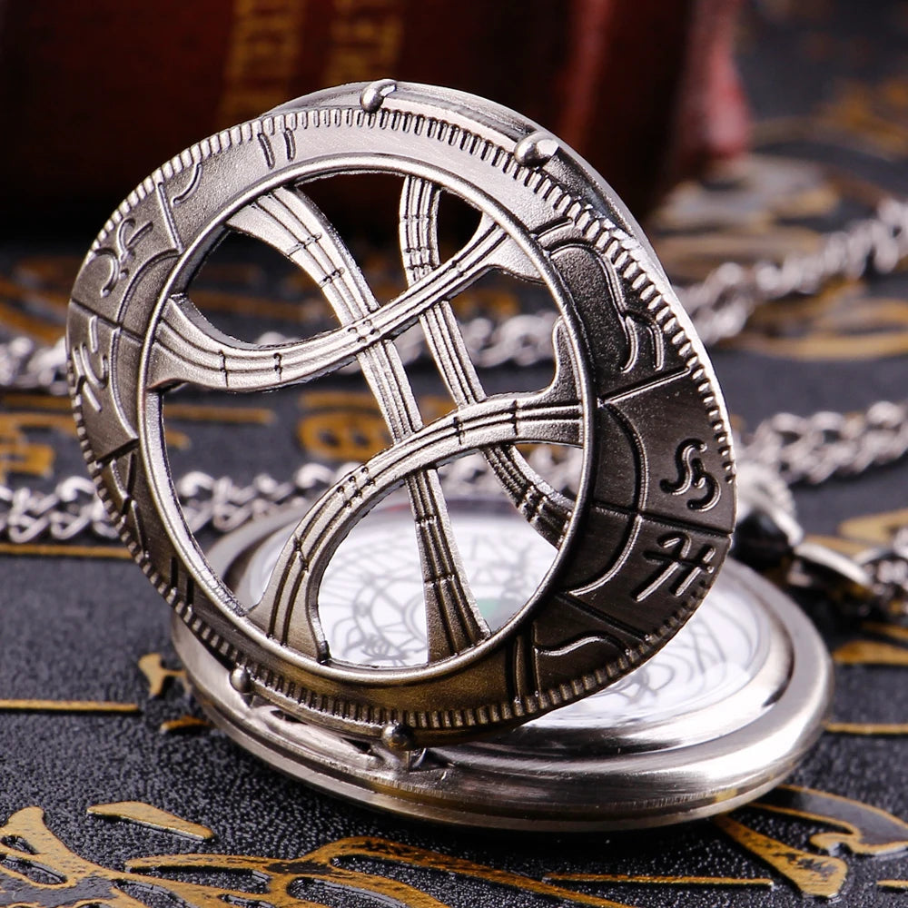 Vintage Bronze Eye Round Case Shape Quartz Pocket Watch Jewelry Pendant Necklace Chain Gifts for Men Women