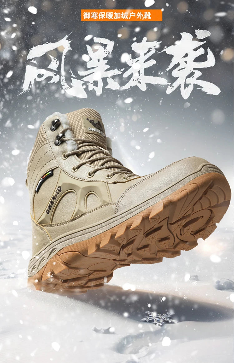 New Men Winter Outdoor Hiking Boots Plus Size 47 Snow Boots Men Training Work Boots Waterproof Slip-Resistant Keep Warm Fashion