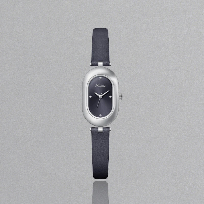Womens Watch for Girls Wrist Quartz Reloj Sliver Grey Gold Orologio Ladies Luxury Oval Shaped Wristwatch Stainless Steel Clock