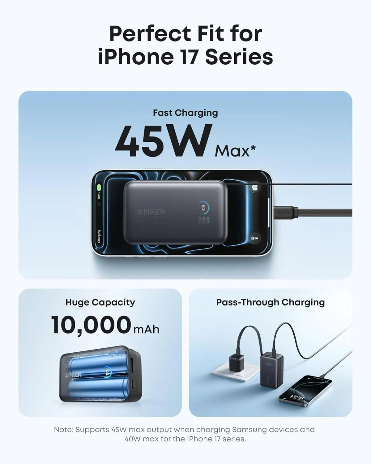 Anker Nano Portable Charger, 45W 10000mAh with 2.3 ft Retractable Cable, Compact Power Bank, Travel Essential Phone Battery