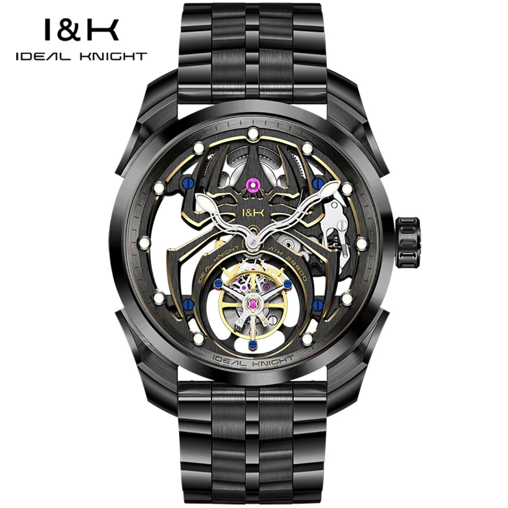 IDEAL KNIGHT 6802 Tourbillon Watch For Men Transparent Skeleton Mechanical Wristwatch Man Luxury Top Brand Limited Edition Watch