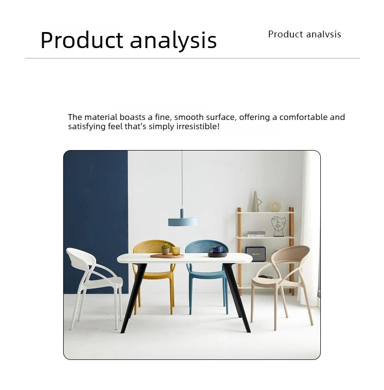 Plastic Chair Backrest, Home Thick Backrest Chair, Casual Nordic Minimalist Dining Chair, Restaurant Chair, Outdoor Armchair