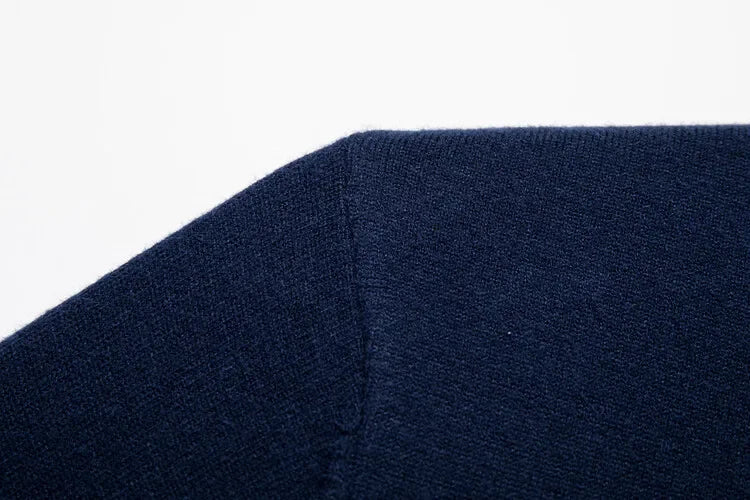 Autumn and Winter New Warm Soft Pullover Men's Business Lapel Knitwear Casual Solid Color Long Sleeve Polo Shirt Office