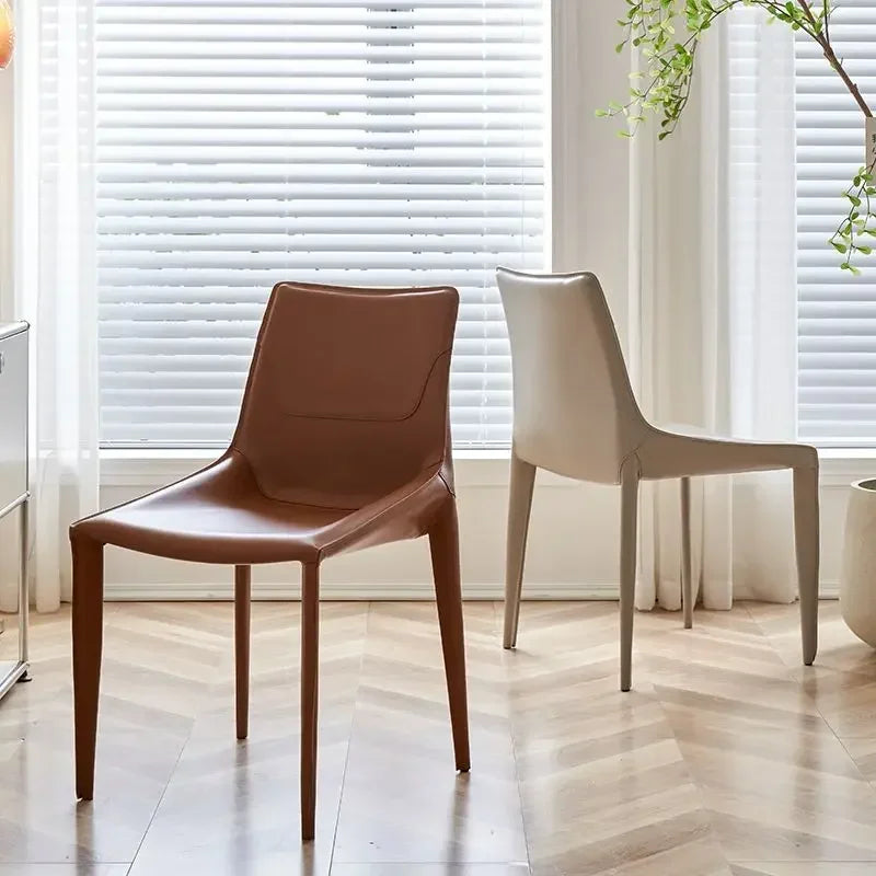 Leather Meeting Sedentary Dining Chair Luxury Backrest Comfortable Simple Dining Chair Hotel Restaurant Cadeiras Home Furniture