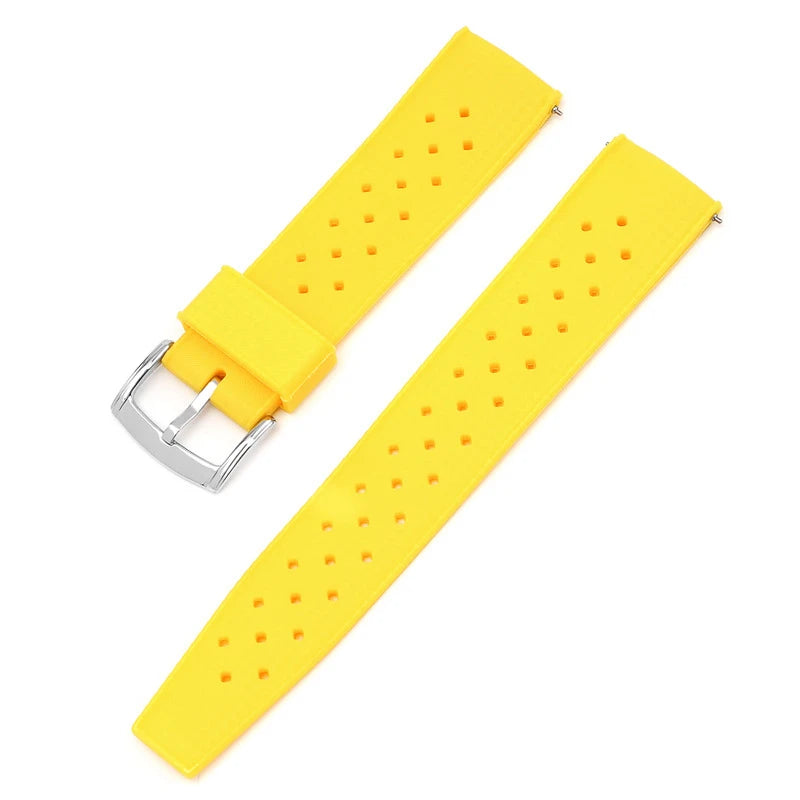20mm 22mm Quick Release New Tropical TPU Rubber Strap Flat Head Universal Watch Band Ventilate Silicone Tropic Bracelet