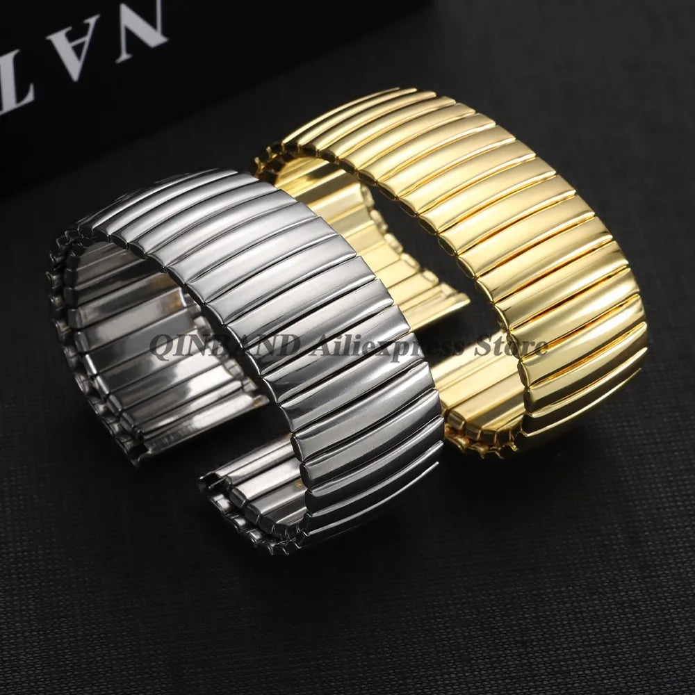 12mm 14mm 16mm 18mm 20mm 22mm Expansion Stainless Steel Watch Strap Elastic Metal Watchband Universal Men Women Watches Bracelet