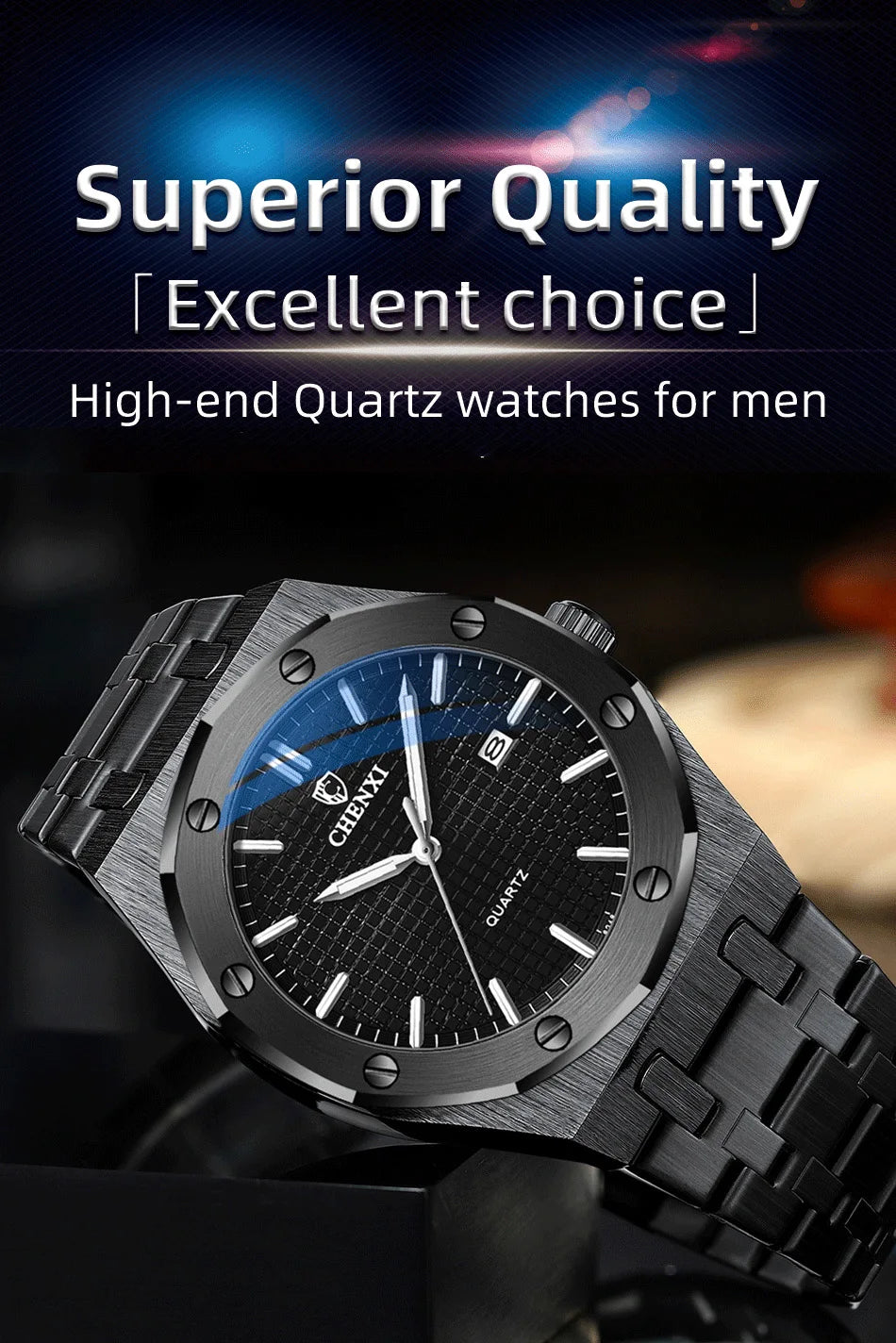 Mens Wacthes High Quality Waterproof Calendar Quartz Watch Men Original Stainless Steel Fashion Luminous Wristwatch Gifts Men